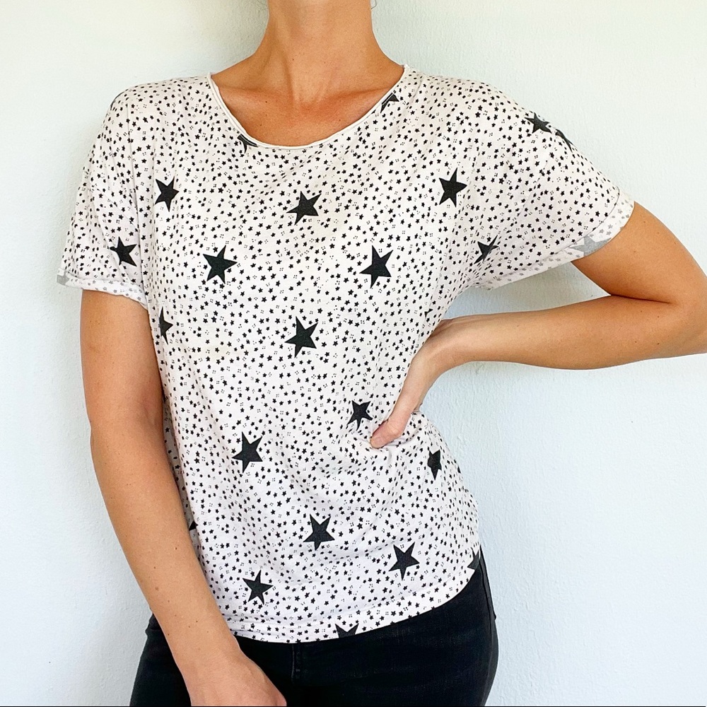 ZARA black and white star print tee size small